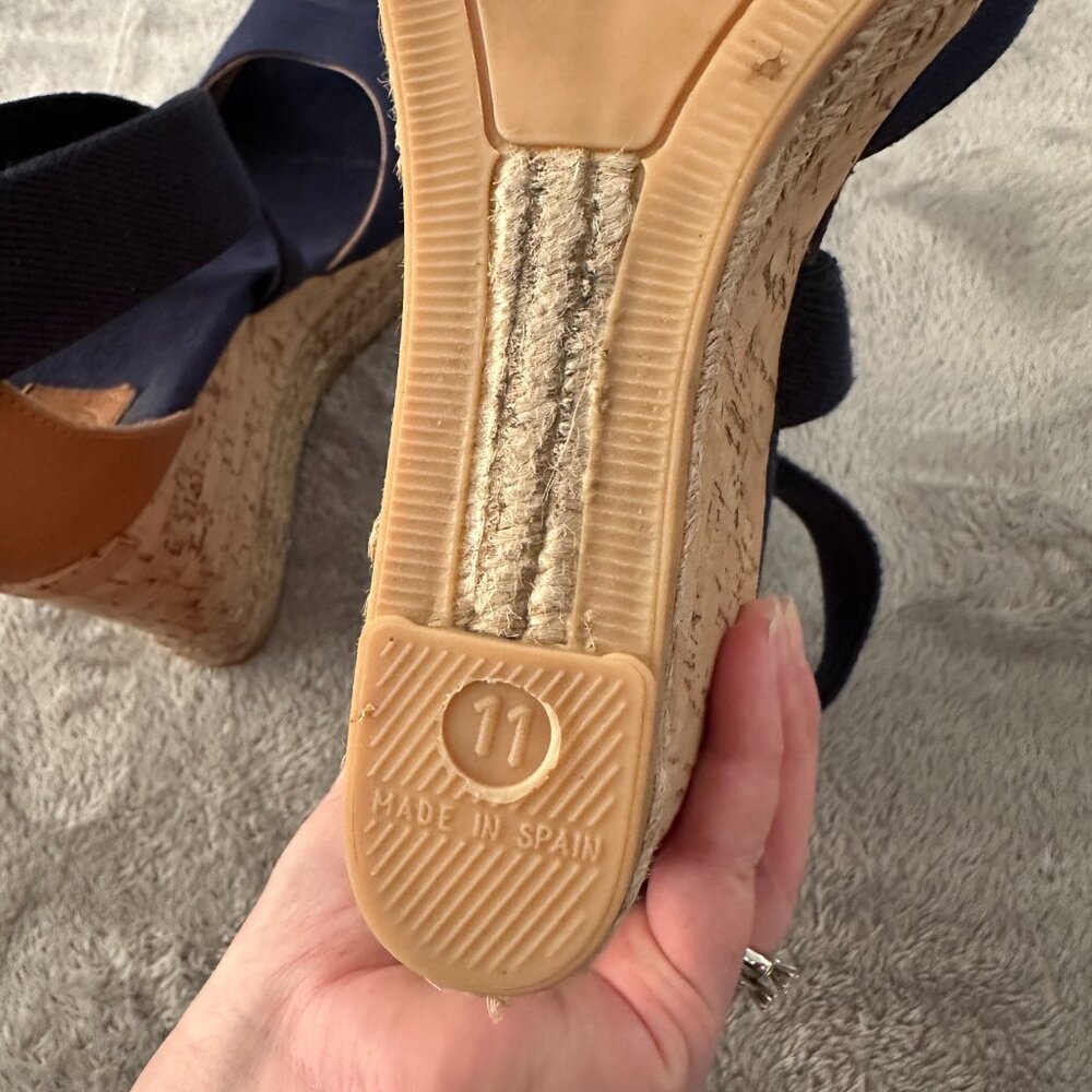 Tory Burch Natanya Wedge Espadrille Sandals Women's 11 Navy Shoes - Picture 7 of 8